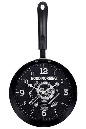 Кухонные настенные часы С ДОБРЫМ УТРОМ, чёрные, 39х21 см, Koopman International