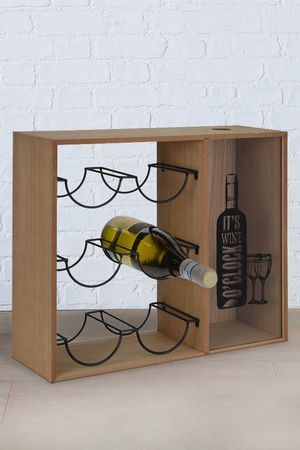 Подставка для вина ВАЙН-ТАЙМ, на 7 бутылок, дерево, стекло, металл, 45х35 см, Koopman International