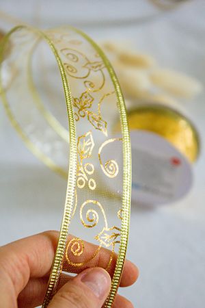 Лента для декорирования БАНТОВАЯ золотая, узорчатая, 4х270 см, Новогодняя сказка