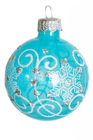 Стеклянный ёлочный шар ЗИМУШКА, узорчатый, голубой, 60 мм, Елочка