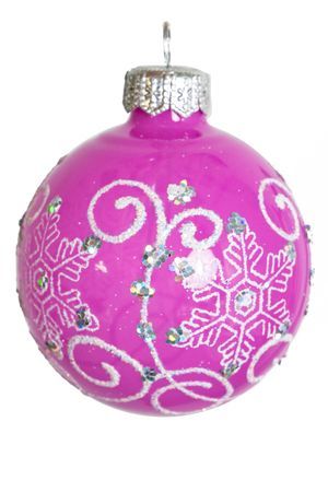 Стеклянный ёлочный шар ЗИМУШКА, узорчатый, розовый, 60 мм, Елочка