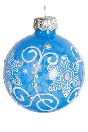 Стеклянный ёлочный шар ЗИМУШКА, узорчатый, синий, 60 мм, Елочка