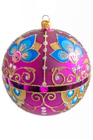 Стеклянный ёлочный шар ИМПЕРАТОРСКИЙ, узорчатый, фукси, 115 мм, Елочка