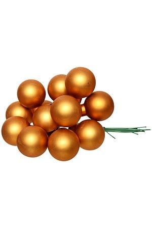 ГРОЗДЬ миниатюрных стеклянных матовых шариков на проволоке, 12 шаров по 20 мм, цвет: янтарный, Kaemingk