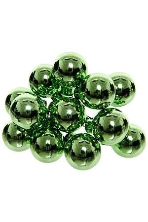 ГРОЗДЬ стеклянных глянцевых шариков на проволоке, 12 шаров по 25 мм, цвет: зеленый луговой, Kaemingk