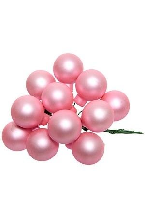 ГРОЗДЬ стеклянных матовых шариков на проволоке, 12 шаров по 25 мм, цвет: розовое конфетти, Kaemingk