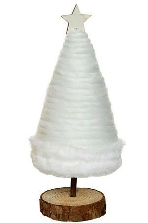 Декоративная настольная ёлочка ВИНТЕР ЛЕДИ, дерево, искусственный мех, белая, 27 см, Kaemingk