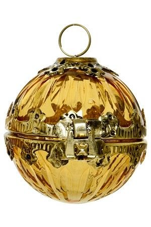 Ёлочный шар - шкатулка СЁКРЕ РУАЙО, стекло, золотой, 9 см, подвеска, Kaemingk
