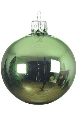 Елочный шар ROYAL CLASSIC стеклянный, глянцевый, цвет: зелёный луговой, 150 мм, Kaemingk