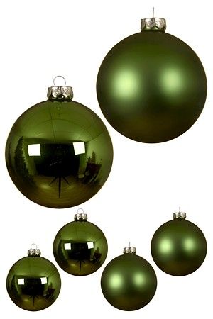 Набор стеклянных шаров матовых и глянцевых, цвет: зелёный луговой, 100 мм, упаковка 4 шт., Kaemingk