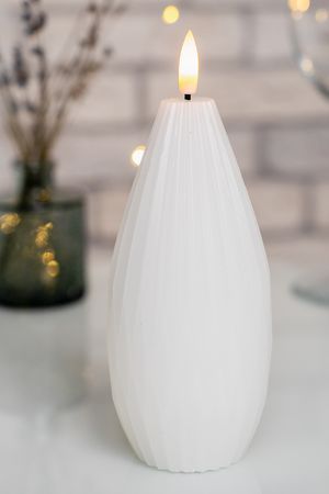 Свеча светодиодная восковая ШАРМ-ГОФРЕ, белая, мерцающий огонёк, "натуральный фитилек", 15 см, Peha Magic