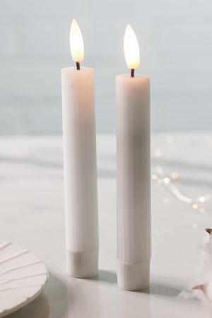 Набор свечей светодиодных восковых РИФЛИ, белые, мерцающий огонёк, "натуральный фитилек", таймер, 2 шт., 15 см, батарейки, Peha Magic