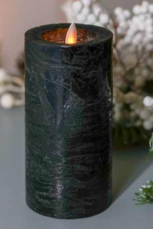 Свеча светодиодная парафиновая ЛИССЭ АНТРАЦИТ, имитация живого пламени, колышущийся язычок, 15 см, батарейки, Peha Magic