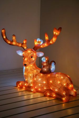 Светящаяся фигура ТЁПЛАЯ КОМПАНИЯ, акрил, 140 холодных белых LED-огня, 66 см, таймер, уличная, Kaemingk