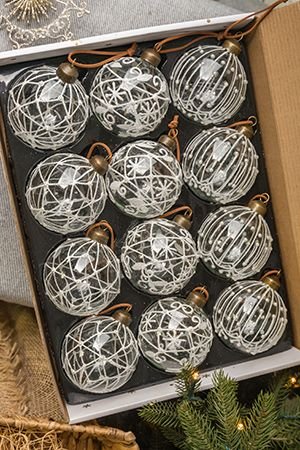 Набор стеклянных шаров ШАНТИЛЬИ, 8 см, 12 шт, Winter Deco