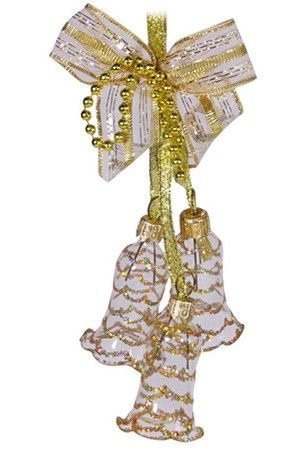 Елочное украшение - гирлянда БРЕЛОК золотая, набор из 2 шт., 16 см, Елочка
