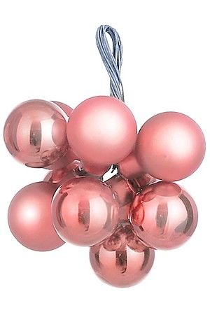 Гроздь из шариков БАБИОЛЬ, стекло, розовый, 10 шт. по 2 см, Edelman