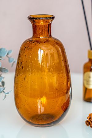 Декоративная ваза СЕСИЛЬ, стекло, янтарная, 17 см, Edelman