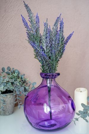 Декоративная ваза ПИНТО, стекло, сиреневая, 18 см, Edelman