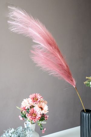 Декоративная ветка-перо БИФУРКЕ, полиэстер, красно-розовая, 112 см, Edelman
