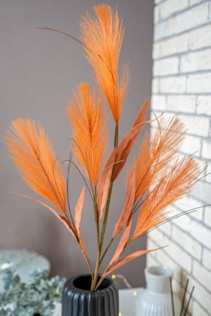 Декоративная ветка-перо ДУАЗО, полиэстер, оранжевая, 79 см, Edelman