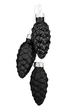 Ёлочное украшение-гроздь ШИШКИ ТРУАБО МИНИ, стекло, чёрный, 15 см, Edelman