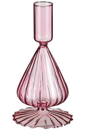 Подсвечник БОУРНЕ, стекло, розовый, 16 см, Edelman