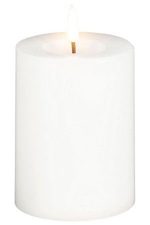 Светодиодная восковая свеча КАЛИНРИ, белая, тёплый белый LED-огонь мерцающий, "натуральный фитилёк", 10 см, Edelman