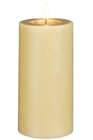 Светодиодная восковая свеча КАЛИНРИ, натуральный беж, тёплый белый LED-огонь мерцающий, "натуральный фитилёк", 15 см, Edelman