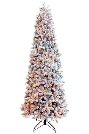Искусственная ель ДЖОРДЖИЯ СТРОЙНАЯ (литая хвоя PE+PVC), заснеженная, 2000 красных/тёплых белых LED-огней, 228 см, A Perfect Christmas