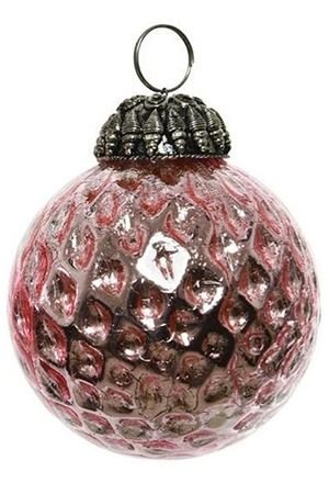 Ёлочный шар ГРАВЕНСТЕН, рельефный, стекло, нежно-розовый, 10 см, Kaemingk (Decoris)