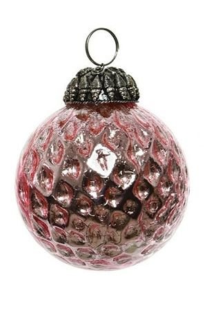 Ёлочный шар ГРАВЕНСТЕН, рельефный, стекло, нежно-розовый, 7.5 см, Kaemingk (Decoris)