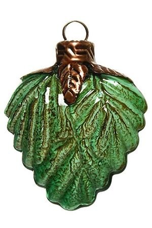 Ёлочное украшение ЛЕСНОЕ СЕРДЕЧКО зелёное, стекло, 12 см, Kaemingk (Decoris)