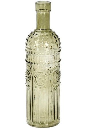 Декоративная ваза-бутыль БЕНЕЗЕТ, стекло, оливковая, 25 см, Koopman International