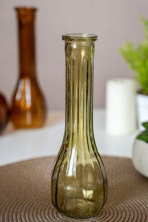 Декоративная ваза АРМЭЛЬ, стекло, оливковая, 22 см, Koopman International