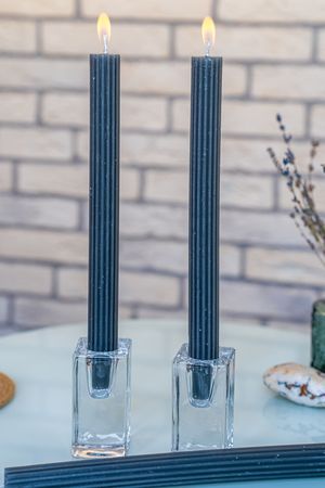 Набор столовых свечей БОДУЕН, тёмно-серый, 25 см, 3 шт., Koopman International