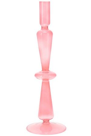 Подсвечник АПАСАН, стекло, розовый, 22х8 см, Koopman International