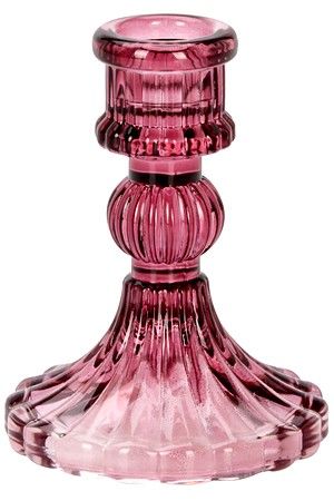 Подсвечник КЛОД, стекло, тёмно-розовый, 10 см, Koopman International