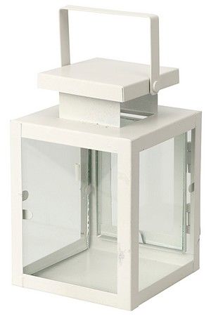 Подсвечник-фонарь ФАСОН, металл, стекло, белый, 12 см, Koopman International