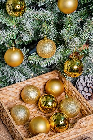 Набор пластиковых шаров New Year MIX золотой, 60 мм, упаковка 12 шт., Winter Deco