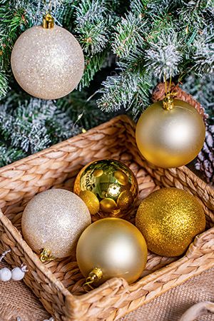 Набор пластиковых шаров New Year MIX золотой, 80 мм, упаковка 6 шт., Winter Deco