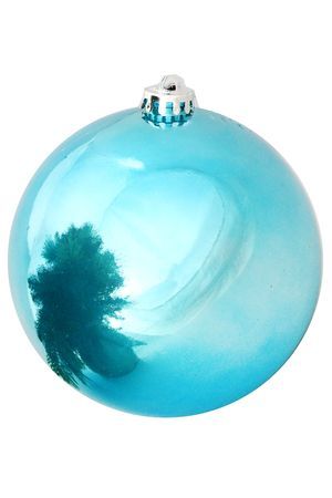 Пластиковый шар, глянцевый, бирюзовый, 150 мм, Winter Deco