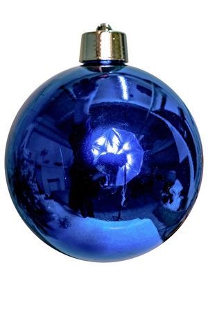 Пластиковый шар, глянцевый, синий, 200 мм, Winter Deco