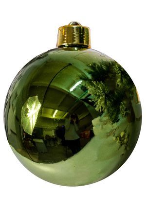 Пластиковый шар, глянцевый, зелёный, 200 мм, Winter Deco