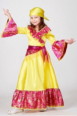 Карнавальный костюм ЦЫГАНОЧКА в жёлтом наряде, 116 см, Батик