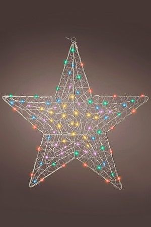 Подвесная светящаяся звезда ЭТУАЛЬ КОЛОРЕ, 80 разноцветных микро LED-огней, 56 см, пульт дистанционного управления, уличная, Kaemingk