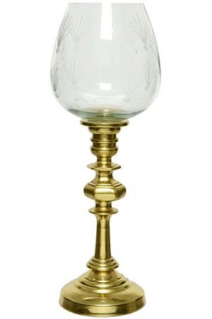 Подсвечник-бокал БЁМЕН, стекло, металл, золотой, 34 см, Kaemingk