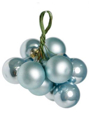 ГРОЗДЬ стеклянных глянцевых и матовых шариков на проволоке, 10 шаров по 20 мм, цвет: морозный голубой, Winter Deco