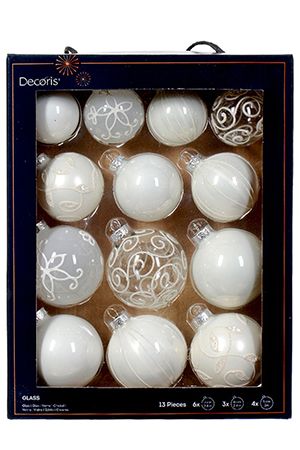 Набор стеклянных шаров МОЛЬТО ГРАЦИОЗО, белый, 7 см (упаковка 13 шт.), Winter Deco