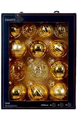 Набор стеклянных шаров МОЛЬТО ГРАЦИОЗО, золотой, 7 см (упаковка 13 шт.), Winter Deco